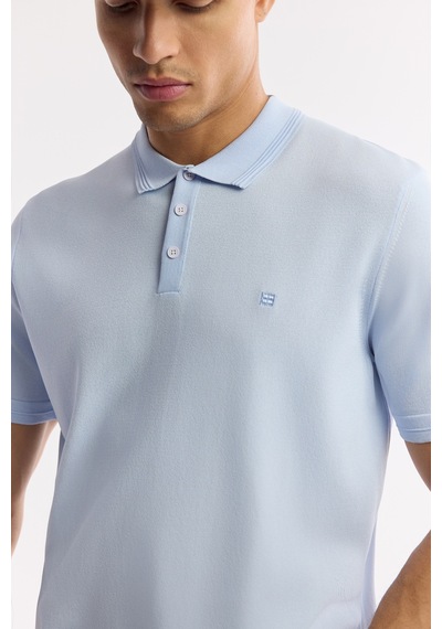 Avva Erkek Açık Mavi Polo Yaka Basic Rayon Triko Regular Fit T-shirt A51y5035