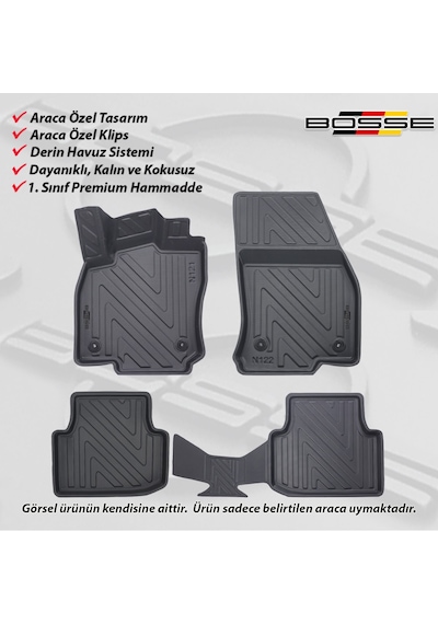 VW Tiguan Paspas Araca Özel 2016 - 2023 BOSSE 3D Havuzlu Oto Paspas