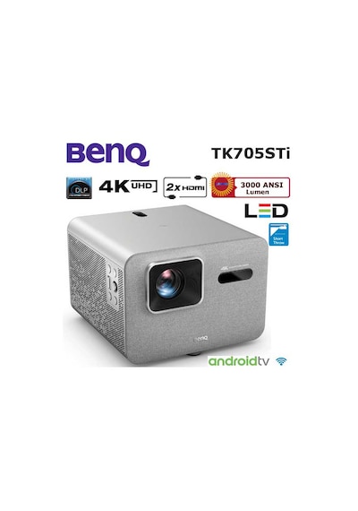 Benq Tk705sti 4k Kısa Mesafe Ev Sinema Projeksiyon Cihazı Google Tv, Netflix, Kablosuz