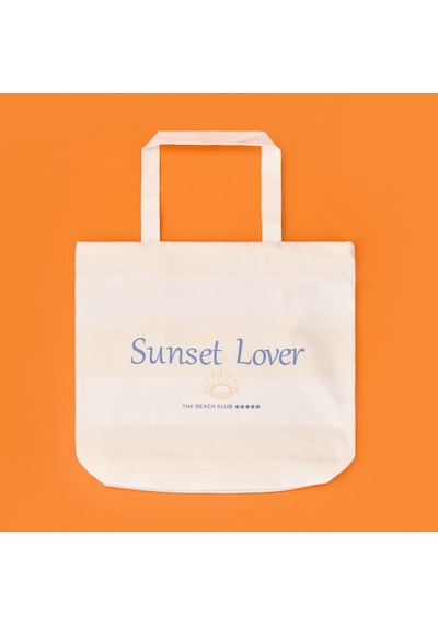 Soft Sunset Lover Çanta - Ekru - 50x45 Cm Çok renkli