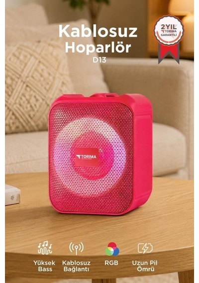 Özel Üretim Oda Salon Kablosuz Bluetooth Hoparlör D13 Kırmızı