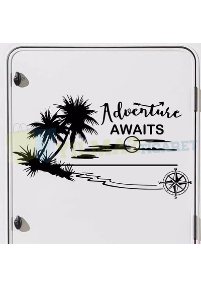 Macera Bekliyor Pusula Ağaç Karavan Oto Sticker Yapıştırma Etiket