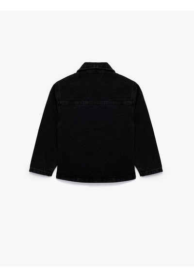 Koton Pamuklu Düğmeli Uzun Kollu Cep Detaylı Denim Ceket Siyah 6wkb20001td Siyah