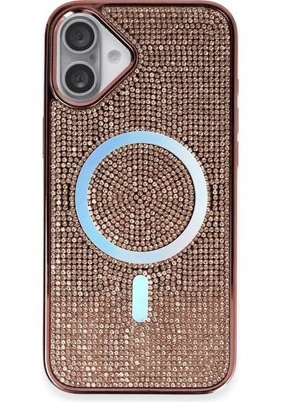 Newface - 594 - Apple iPhone Uyumlu 16 Plus Kılıf Diamond Magsafe Kapak - Csmo-tex - - Pembe