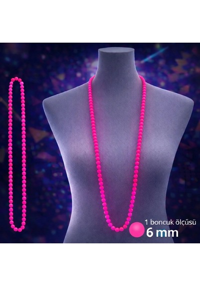 Neon Pembe Boncuk Kolye 80 Cm Retro 80 Ler 90 Lar Parti Aksesuarı " 17207103