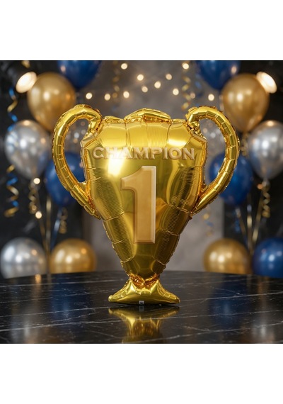 Şampiyon Kupa Folyo Balon 70x65 Cm Parti Süsleme Kutlama Dekor Balon Çok Renkli