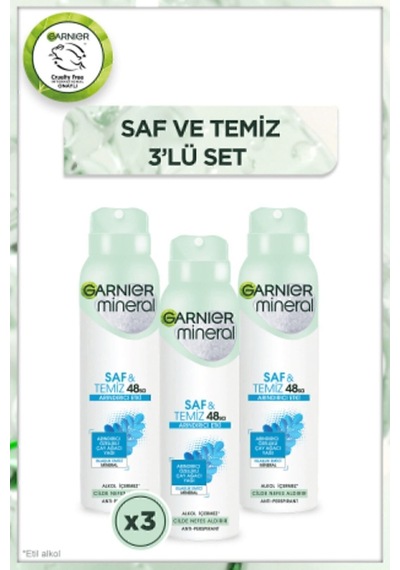 Mineral Saf&temiz Sprey Deodorant 3'lü Set