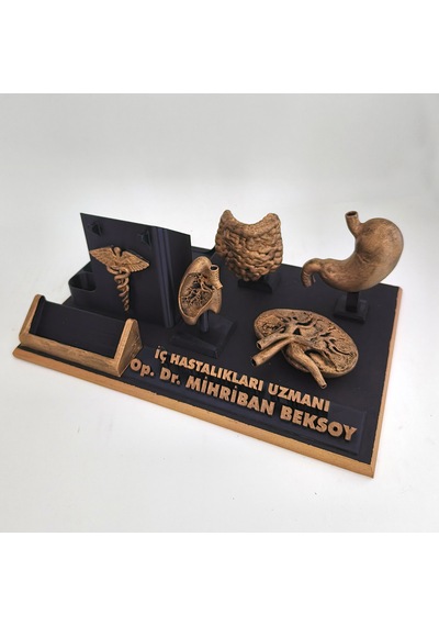 Kişiye Özel İç Hastalıkları Uzmanı Masa İsimliği Ve Kartvizitlik Gold - Siyah