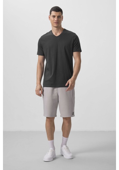 Tommylife Antrasit Basic Kısa Kol Standart Kalıp V Yaka Erkek T-shirt - 87912 Antrasit