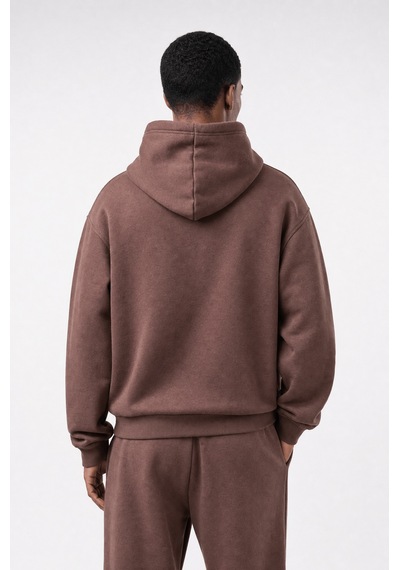 Erkek Respire Basic Oversize Hoodie Kakao Kahverengi