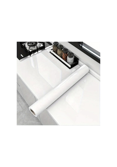 Parlak Beyaz 50x100 Yapışkanlı Folyo Mutfak Dolap Ve Mobilya Kaplama Folyosu