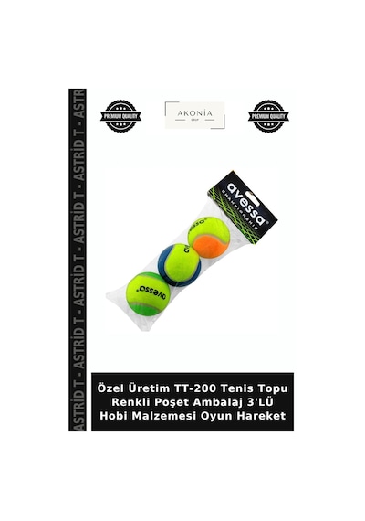 Özel Üretim Tt-200 Tenis Topu Renkli Poşet Ambalaj 3'lü Hobi Malzemesi Oyun Hareket