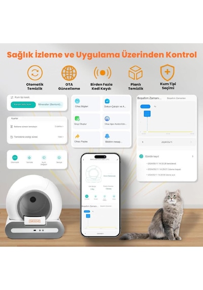 Groove Ti+ 65l Wi-fi Otomatik Akıllı Kedi Tuvaleti Kahverengi Ultra Sessiz+app Kontrol+akıllı Sensör+uv Filtre