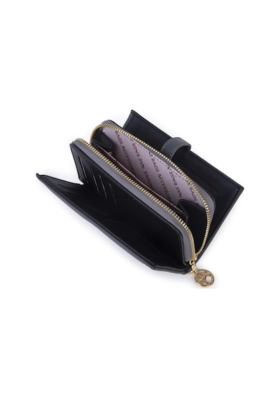 Nas Bag Kadın Orta Boy Kartlık Kağıt Para Ve Bozuk Para Tasarımına Sahip Gri Siyah Dona 16x9 Cm Gri - Siyah