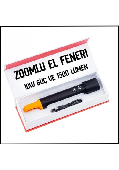 Uyguna-yakala 10 W -zoomlu - Şarjlı Metal Gövde El Feneri-s-3500 Çok Renkli