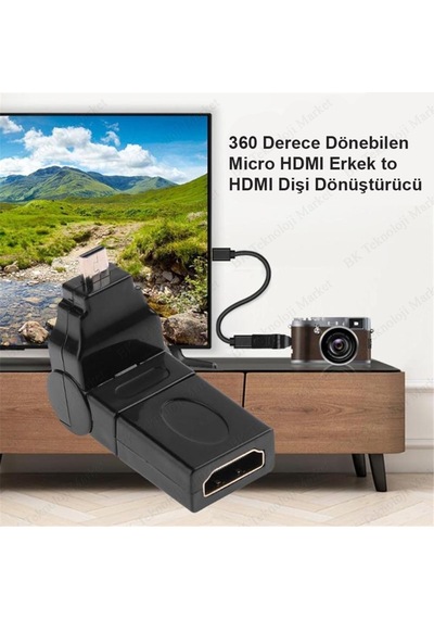 360 Derece Haraketli Micro Hdmı Erkek To Hdmı Dişi Dönüştürücü