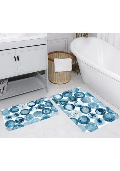 Eliana Home Dijital Baskılı 2'li Banyo Paspas Takımı Lna5252 Mavi