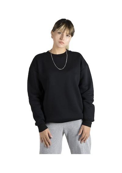 Kadın Siyah Oversize Üç Iplik Şardonlu Bisiklet Yaka Sweatshirt 22k-5200177-5 Siyah