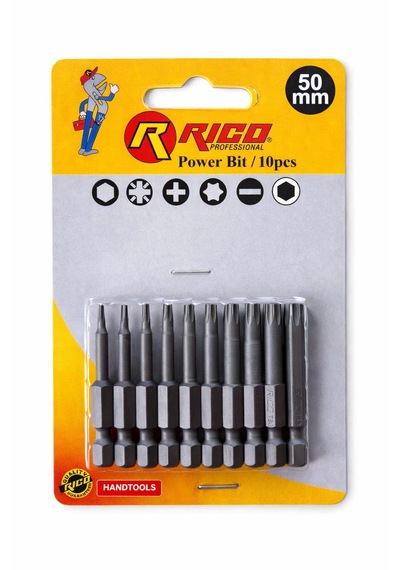 Rico Torx Bits Uç Seti 50 Mm Metal Malzemeden 10 Parça Yüksek Dayanıklılık İle Profesyonel Kullanım