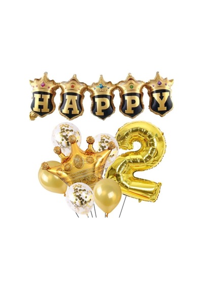 Happy Yazılı Gold Konfetili 2 Yaş Rakam Balon Set Sku: Zeusstka8271b63a8 .
