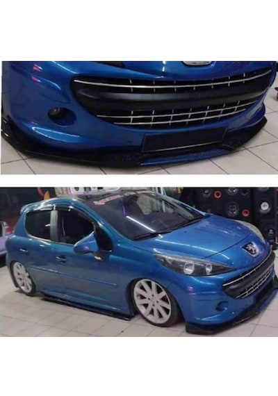 Peugeot 207 Kırmızı Renkli Ön Lip 4 Prç P.siyah Abs