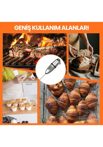 ThermoPro TP02S Lcd Ekranlı Daldırma/Saplama Çelik Gövdeli Gıda Pişirme Termometresi