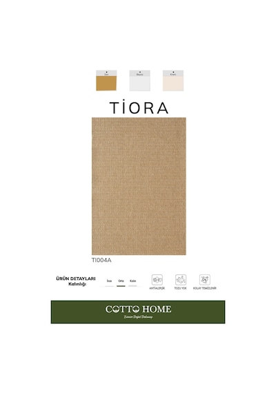 Tiora Tı004a Bej Jüt Halı Naturel Sisal Örme Hasır Modern Yıkanabilir Dayanıklı Tozu Yok Bej-beyaz