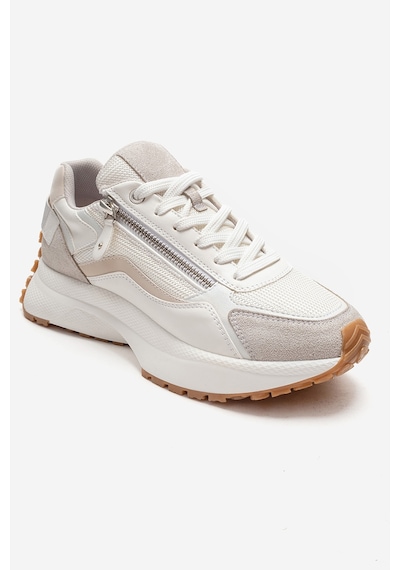 Luvishoes Rocca Buz Beyaz Fermuar Detaylı Kadın Sneaker Beyaz