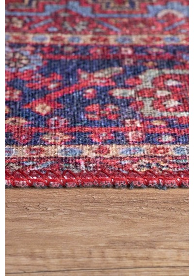 Blues Vintage Desenli Dokuma Taban Dekoratif Bordo Halı (Al 162)