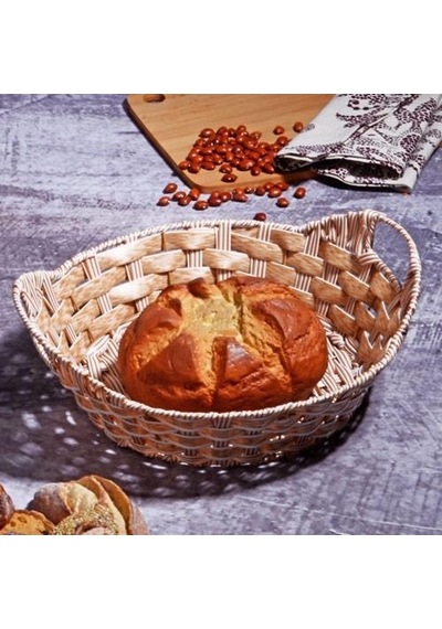 Rattan Ekmeklik Ekmek Sepeti Yuvarlak 30cm Kahverengi