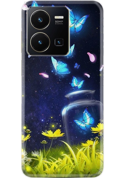 Vivo Y35 Kilif Resimli Silikon Neon Butterflys 1309 566402282