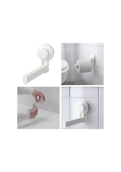 Buççin Online Mağaza Tısken Banyo Tuvalet Kağıtlığı Vantuzlu 15 Cm Metal Beyaz Çok Renkli