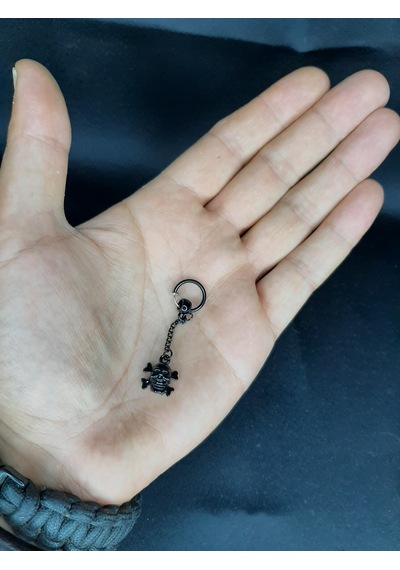 Mryart Kuru Kafa Unisex Çelik Küpe Siyah