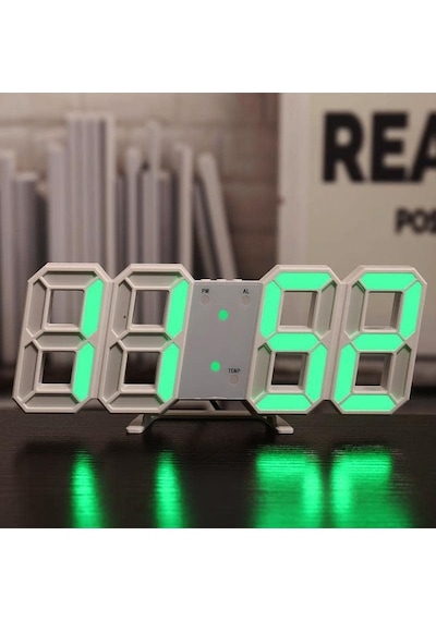 Yeşil Led Dijital Dekoratif Masa Veya Duvar Saati Diğer