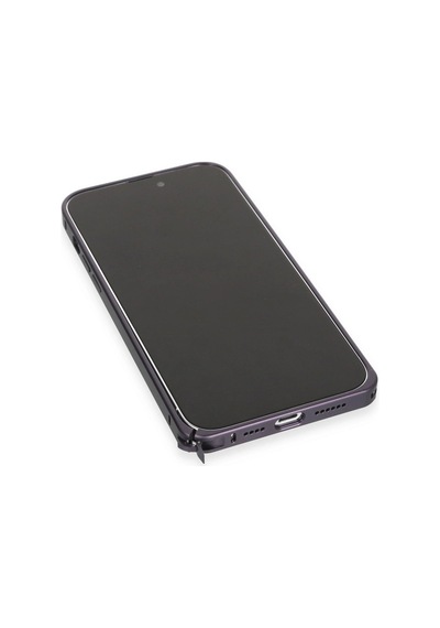 Joko Apple Uyumlu   iPhone 14 Pro Kılıf Metal Bumper Magneticsafe Kapak - Derin Mor Düz Renkli
