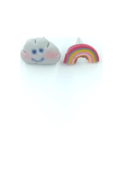 Tedz Collection Bulut Ve Gökkuşağı Pin Küpe Çok Renkli