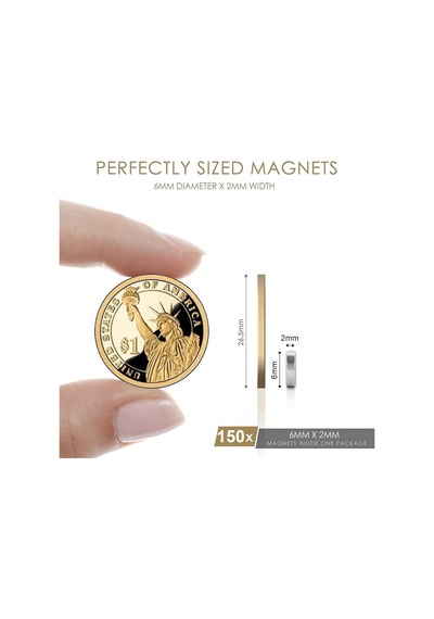 150 Adet Çap 6Mm X Kalınlık 2Mm Yuvarlak Güçlü Neodyum Mıknatıs N11.2591