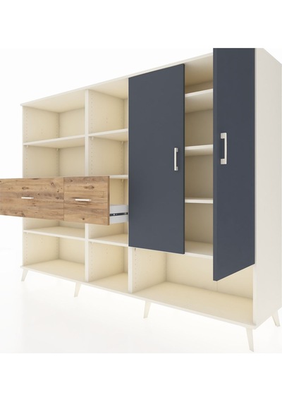 Hyperion Dolap 10 Raflı 2 Çekmeceli 2 Kapaklı 220x44x163 Aytaşı-a Aytaşı-antrasit/çam Hyperion Dolap 10 Raflı 2 Çekmeceli 2 Kapaklı 220x44x163 Aytaşı-a Aytaşı-antrasit/çam