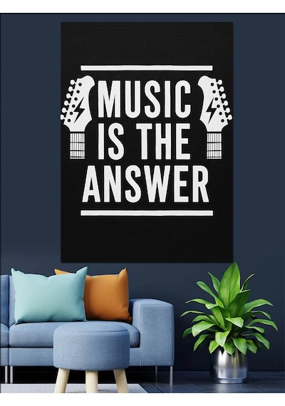 Ahşap Tablo Müzik Yazılı Siyah Poster