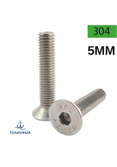 M5 Paslanmaz Havşa Baş İmbus Civata Çeşitleri Dın7991 A2 Aısı 304 Kalite M5 x 25