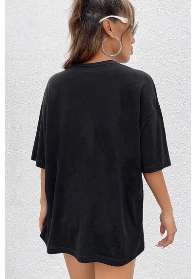 Unisex Houston Baskılı Tasarım T-shirt SIYAH
