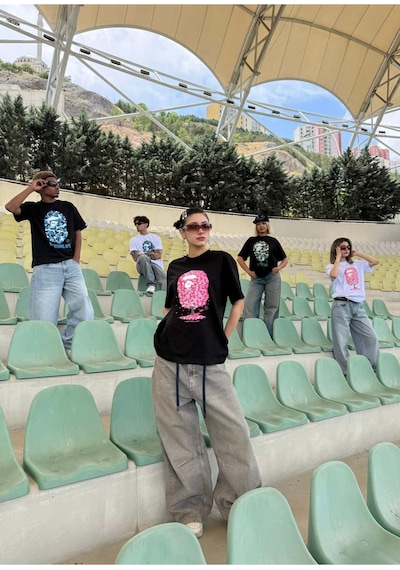 Zaee Camo Mask Oversize Tişört Pembe