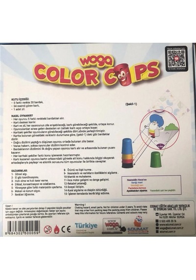 Woga Edumat Color Cups Etkinlikli Eğitici Yeni Renkli Bardaklar