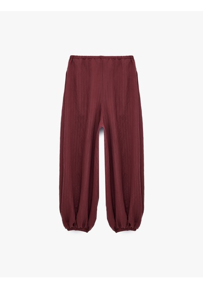 Koton Koton X Melis Ağazat - Modal Kumaş Cepli Çizgili Harem Pantolon Bordo 6sak40195pw