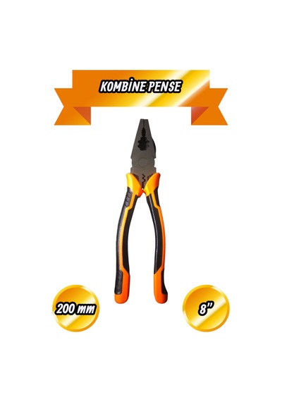 200 Mm Kombine Pense 8'' Turuncu İzoleli