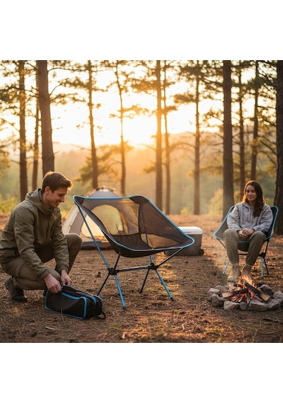 Funky Chaırs Ultralight 900 Gr Alüminyum Katlanır Kamp Sandalyesi - Mavi Siyah