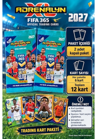 Panini Fıfa 365 Adrenalyn 2027 Futbolcu Kartı 2'li Paket Toplam 12 Kart