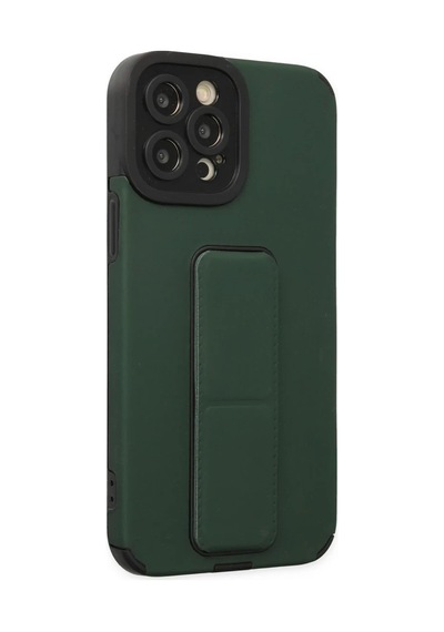 İphone 12 Pro Max Kılıf Mega Standlı Silikon - Yeşil
