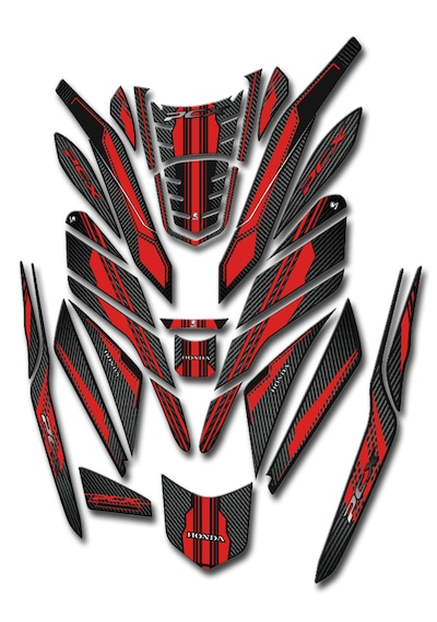 Honda Pcx 2021-23 Tank Pad Seti Karbon Kırmızı