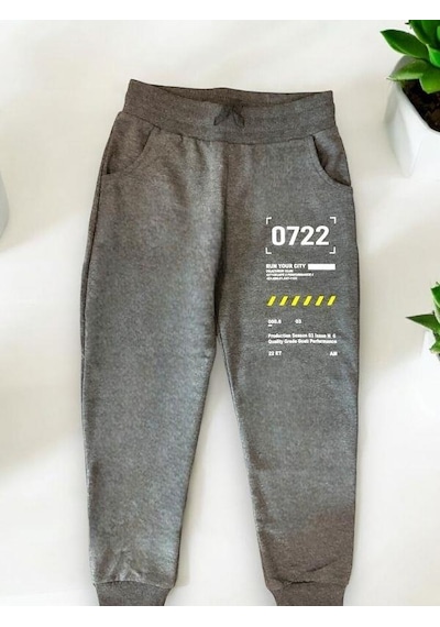Zekids Erkek Çocuk Run Your City Yazılı Eşofman Alt-14208 Gri